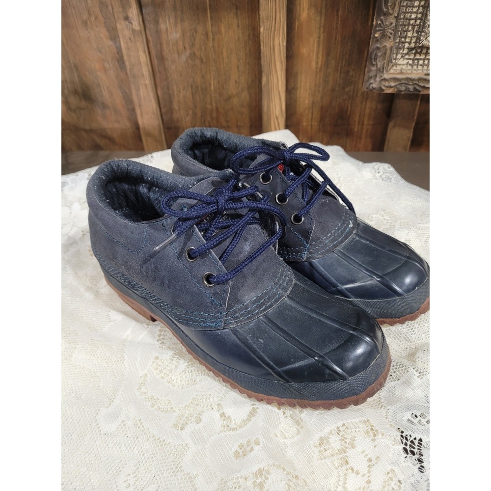 CUDAS STEEL SHANK LEATHER DUCK BOOTS NAVY SIZE 8 NEW